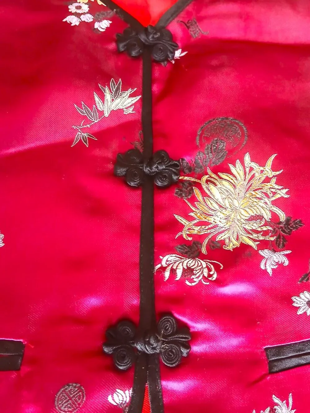Vintage Kids Red Silk Satin AsianVest Size 6